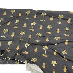 Waverly 25x54"‎ Black Fabric Pineapple Palm Tree Tropical Screen Print Aloha
